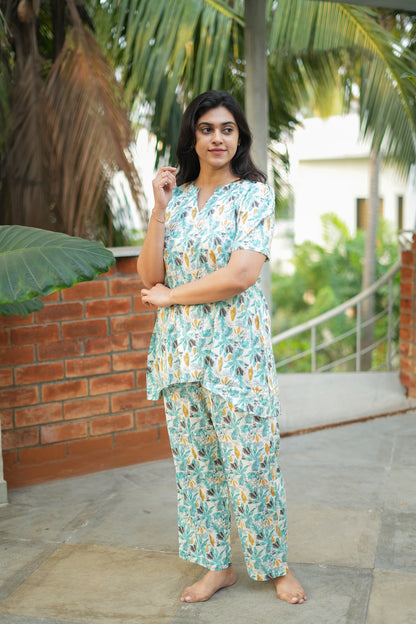 Heera - White Printed Night Suit
