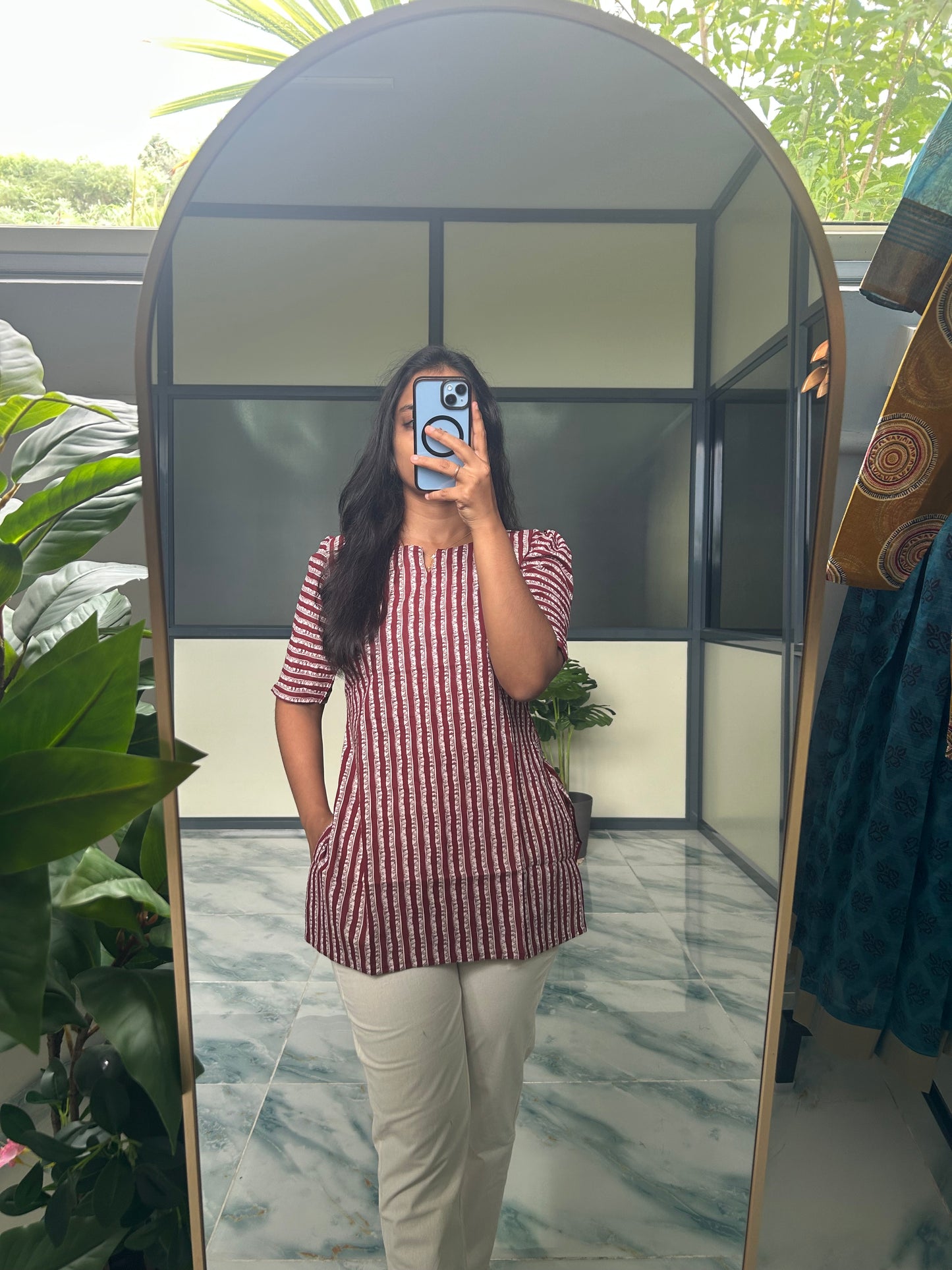 Meena - Maroon Stripe Short Top