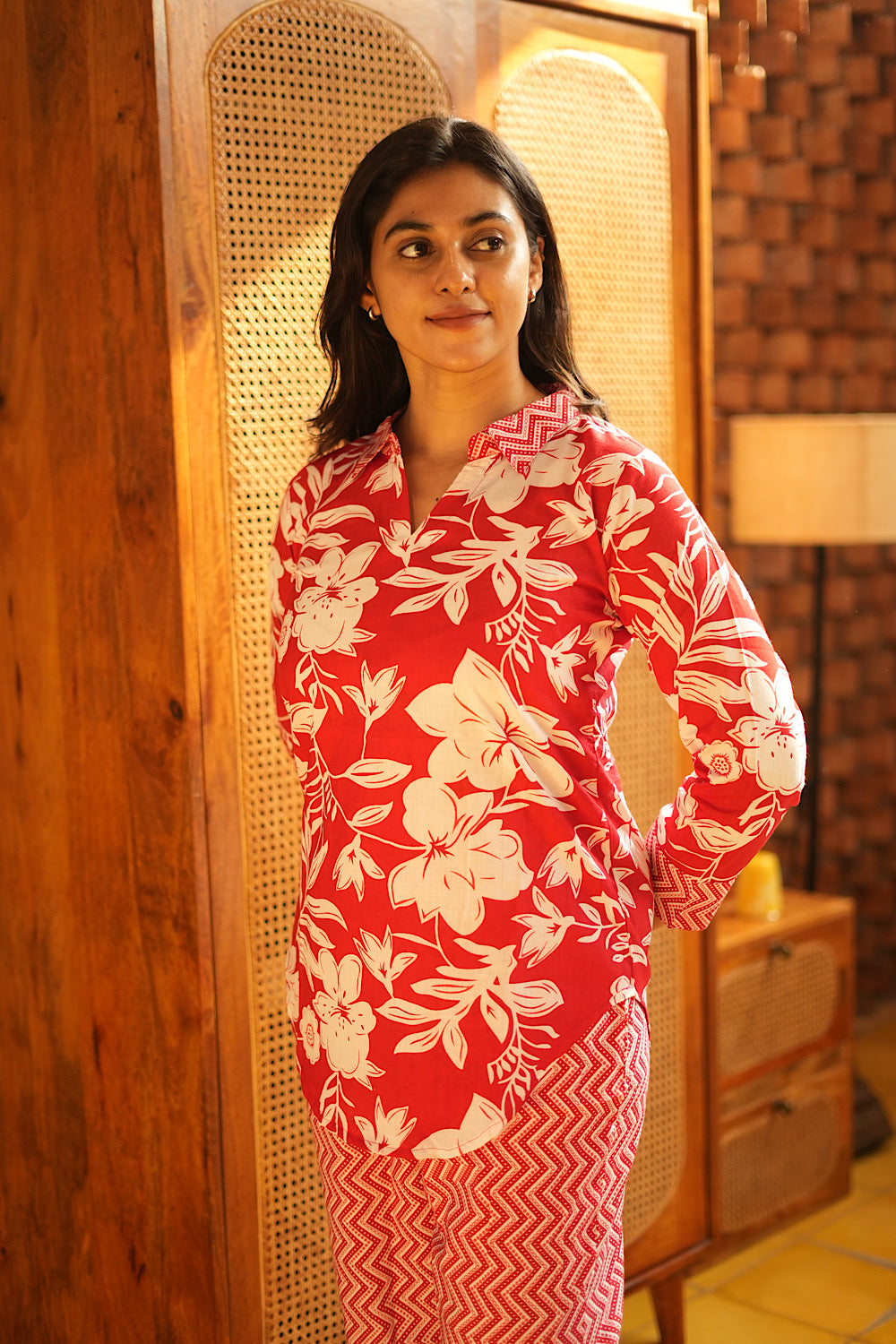 Riya - Red Full Sleeve Night Suit