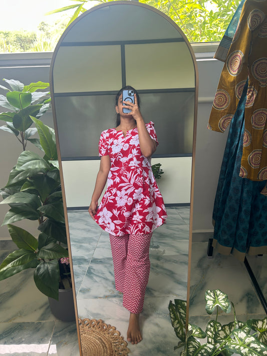 Heera - Bright Red Night Suit