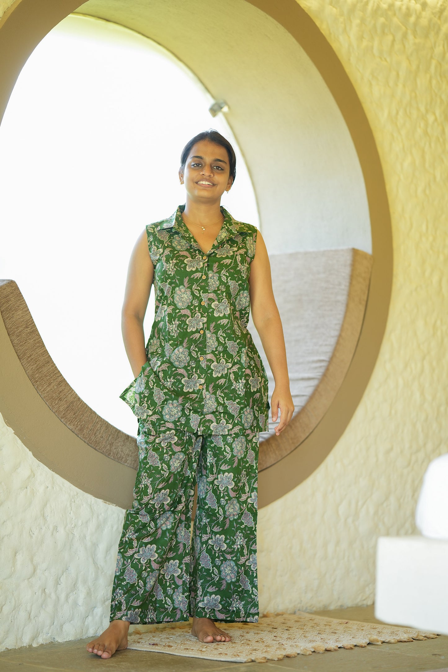 Nidhi - Green Shirt Style Night Suit