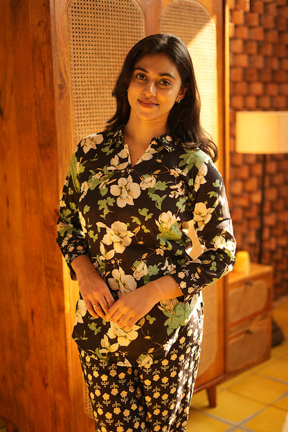 Riya - Black Full Sleeve Night Suit