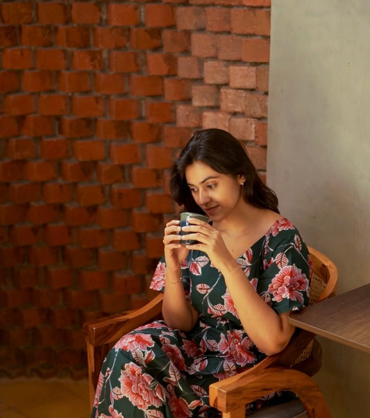 Nila - Green Kaftan Midi Nighty