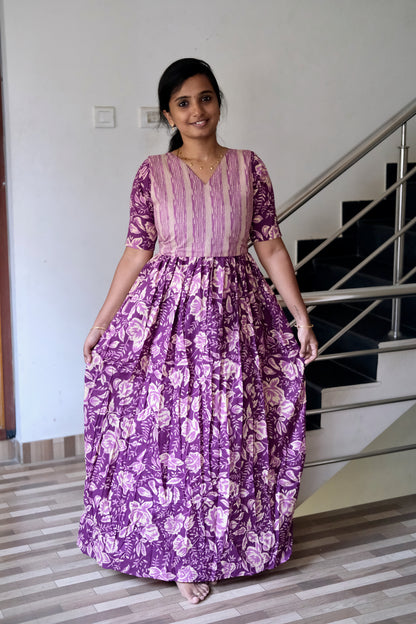 Kuyili -  Plum Tie Up Cover Maxi Nighty