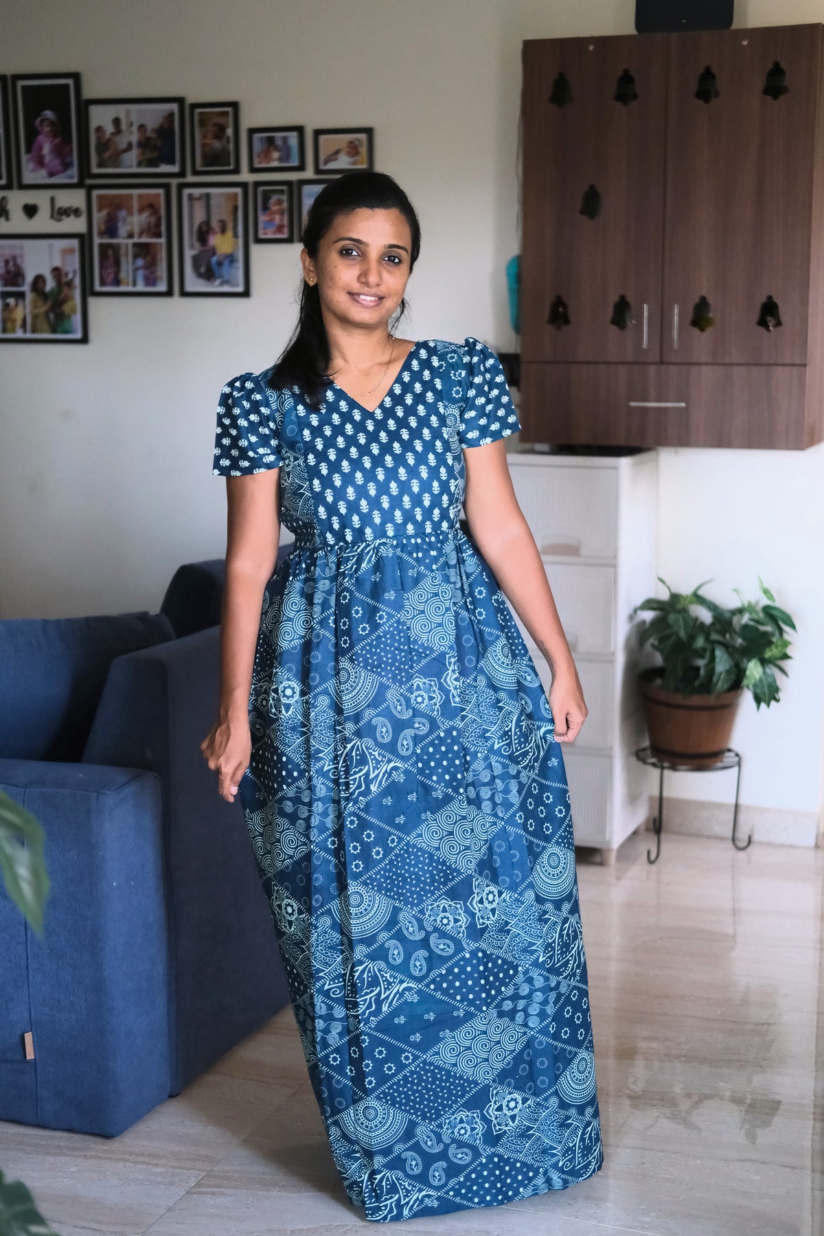 Full length cotton nighty for women