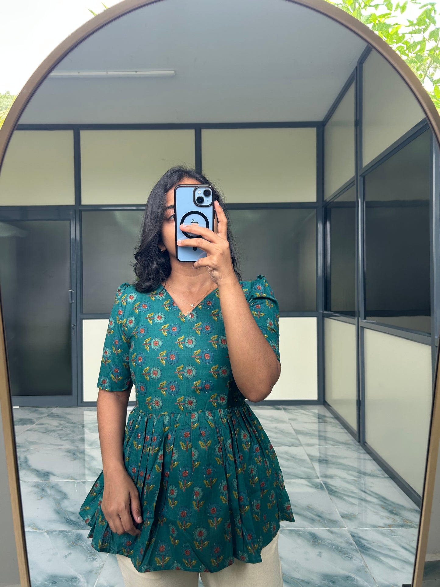 Isha -  Teal Blue Peplum Top