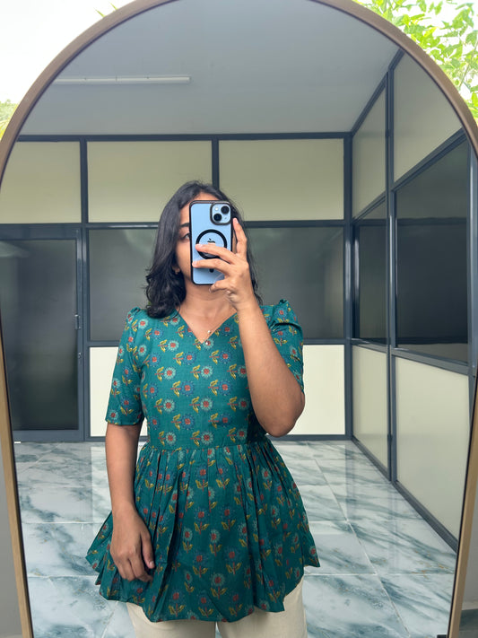 Isha -  Teal Blue Peplum Top
