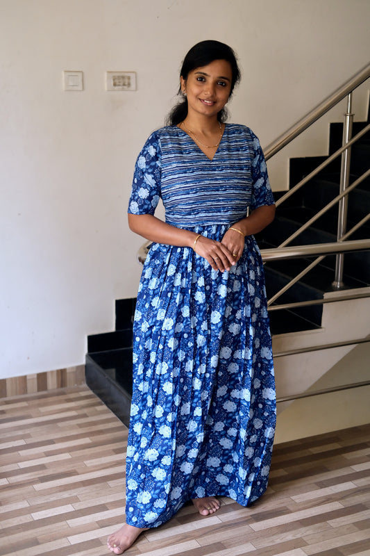 Kuyili -  Persian Blue Tie Up Cover Maxi Nighty