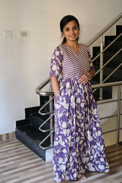 Kuyili - Pale Violet Tie Up Cover Maxi Nighty