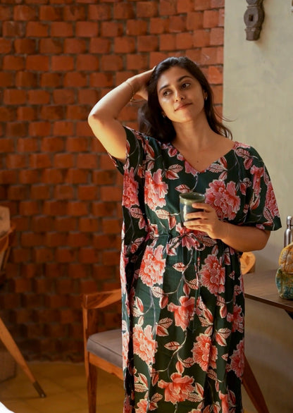 Nila - Green Kaftan Midi Nighty