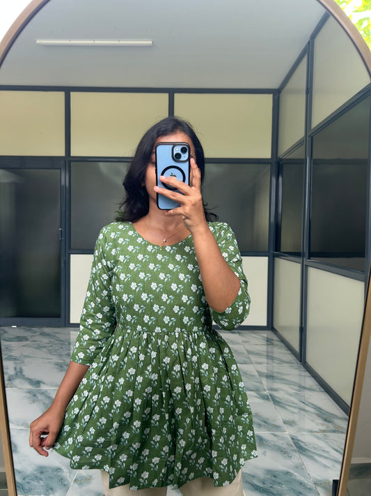 Isha -  Green Peplum Top