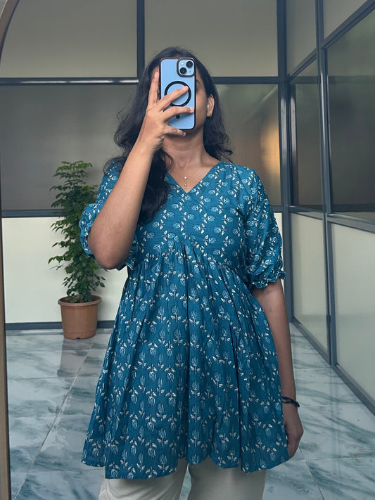 Nila -  Teal Blue Peplum Top