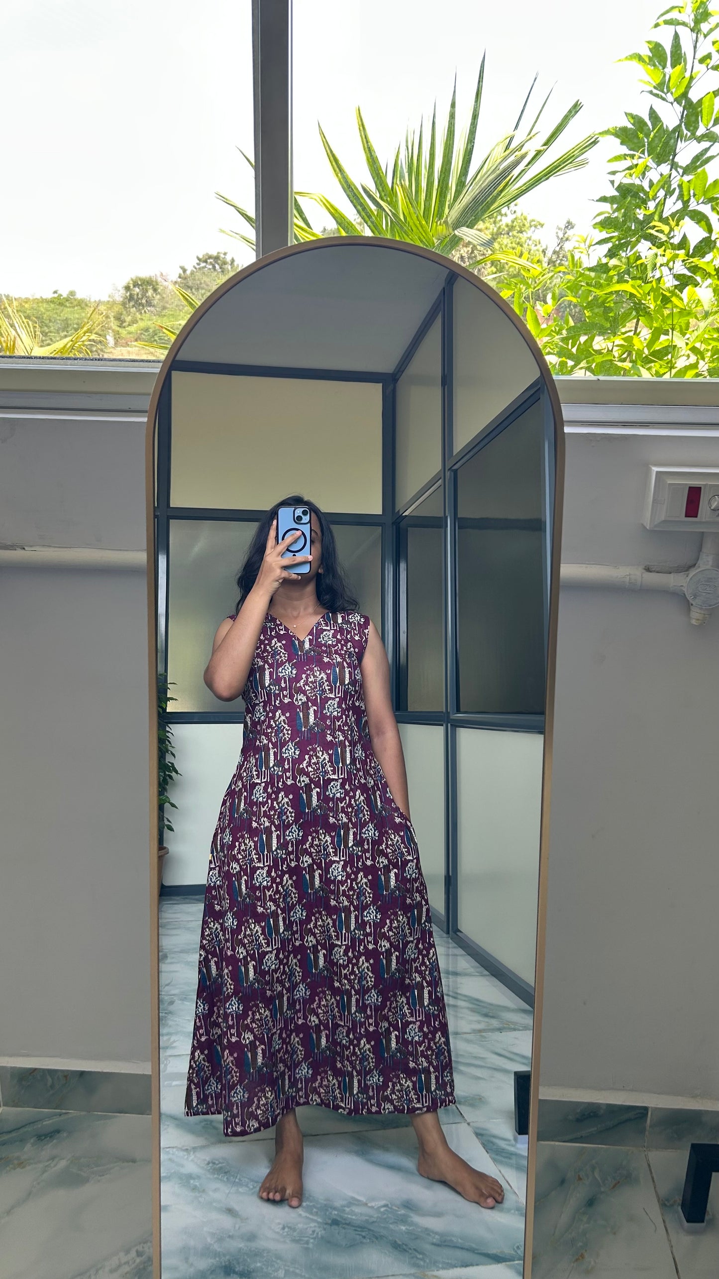 Tara - Purple Cotton Aline Maxi Nighty