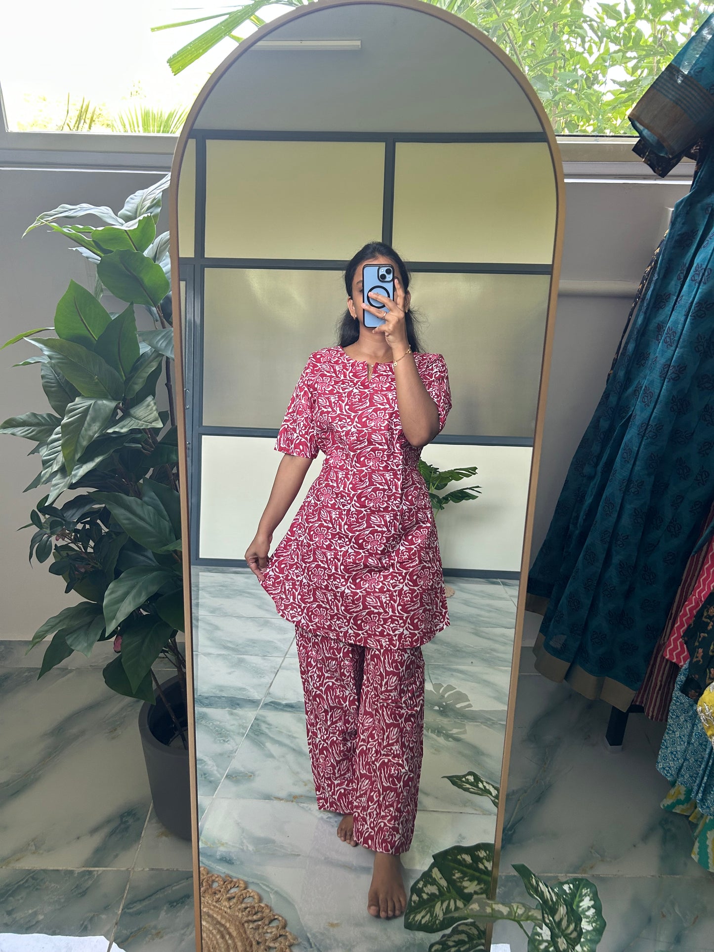Heera - Coral Red Night Suit