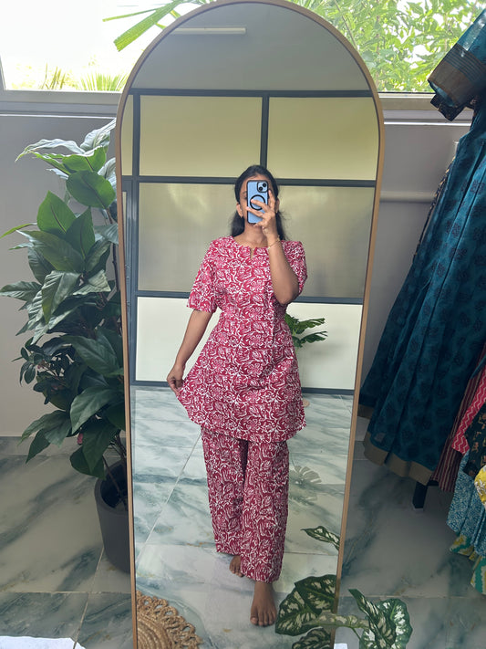 Heera - Coral Red Night Suit