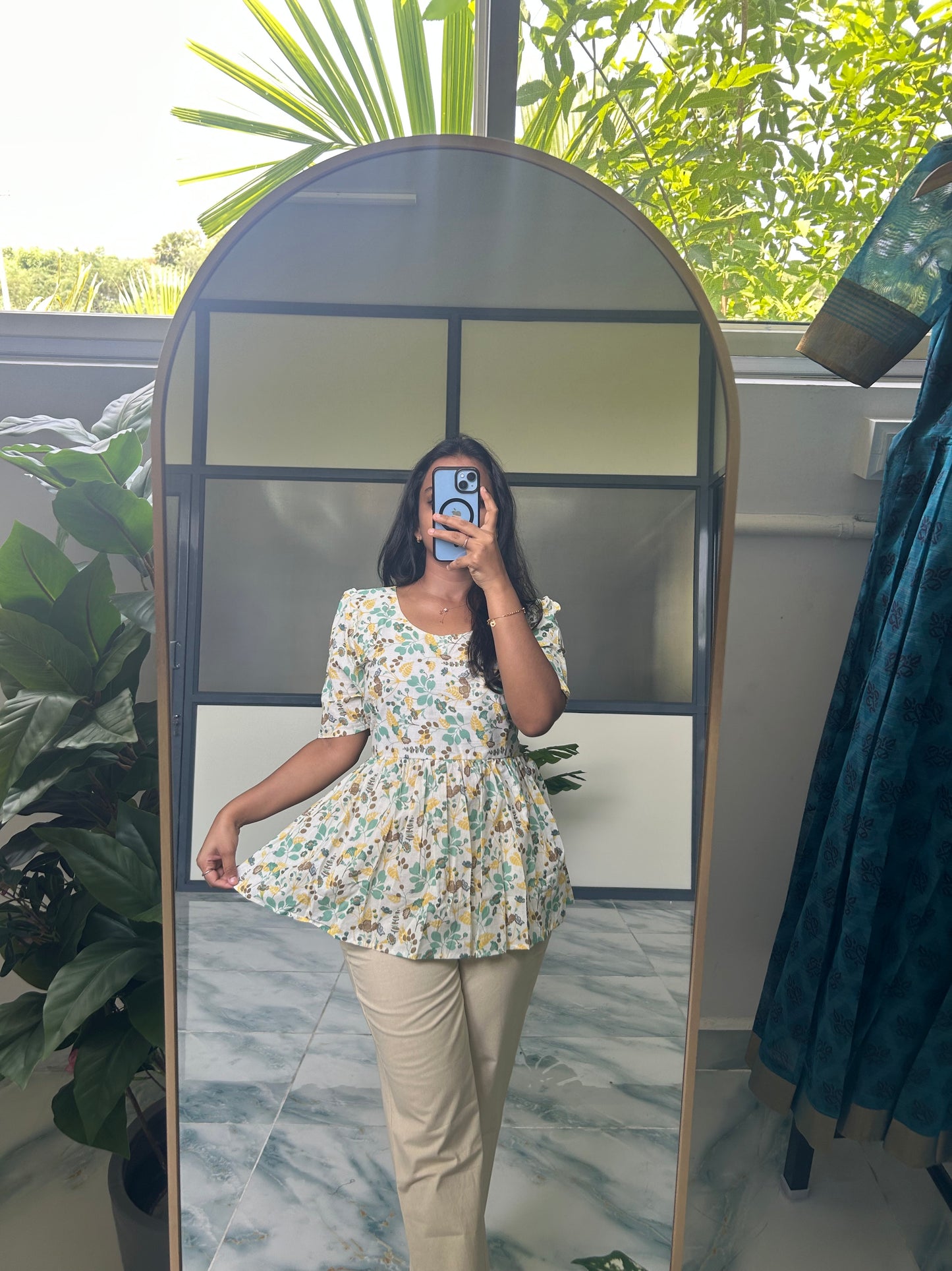 Isha - Beige Peplum Top