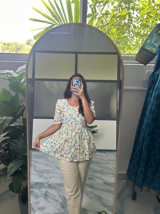 Isha - Beige Peplum Top