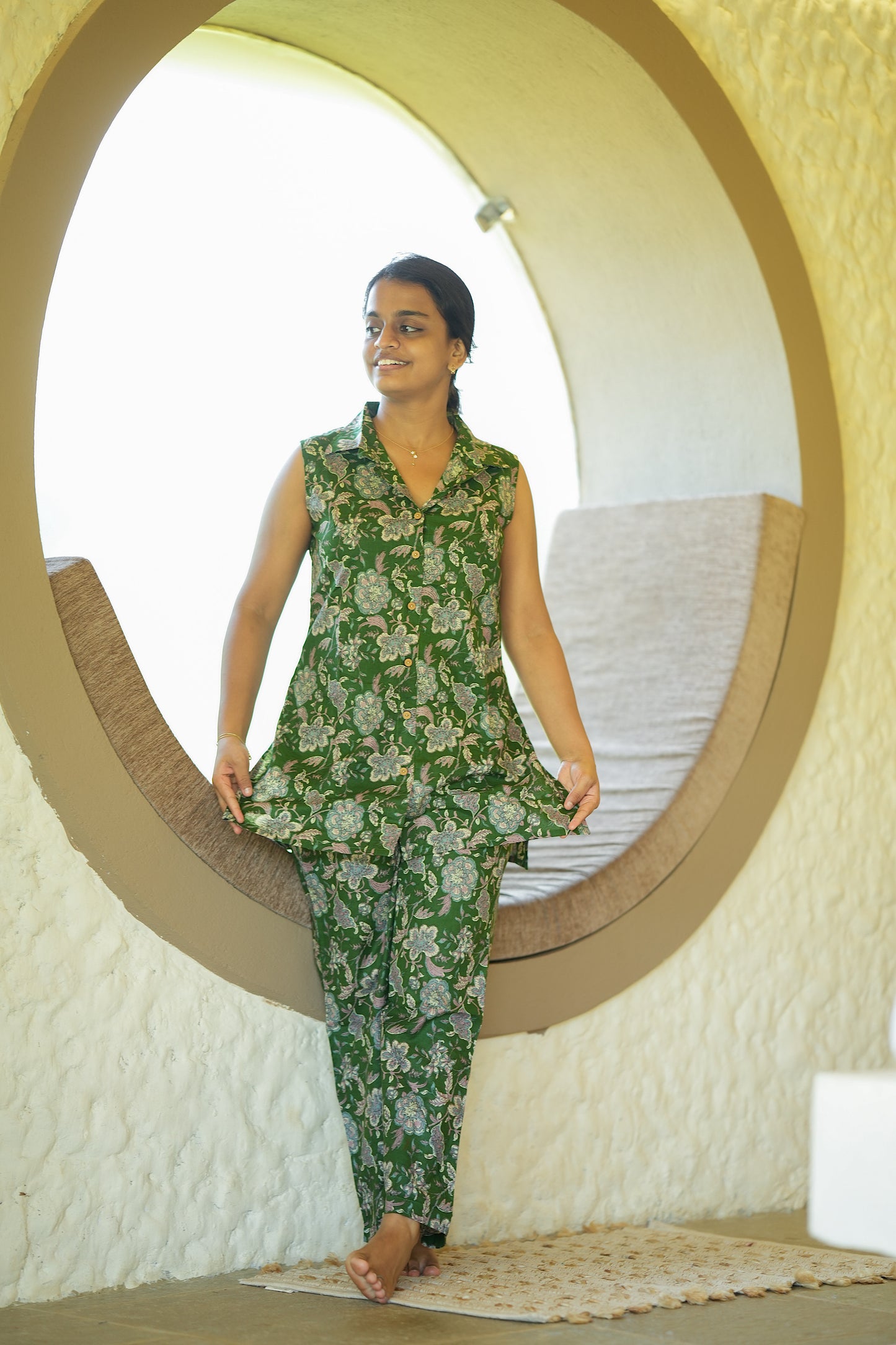 Nidhi - Green Shirt Style Night Suit