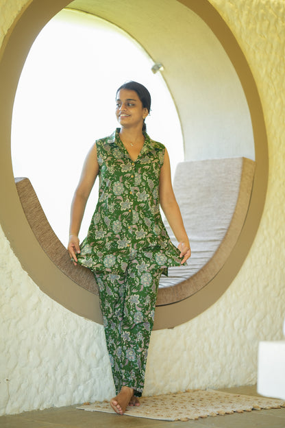 Nidhi - Green Shirt Style Night Suit