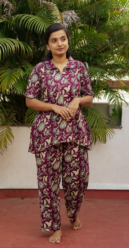 Veda - Burgundy Night Suit