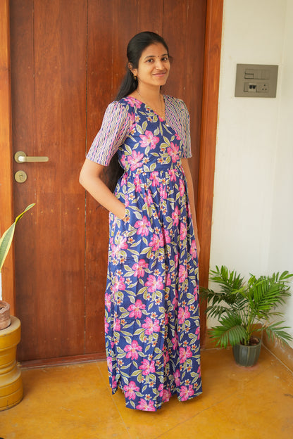 Malar - Navy Blue Zipless Maxi Nighty