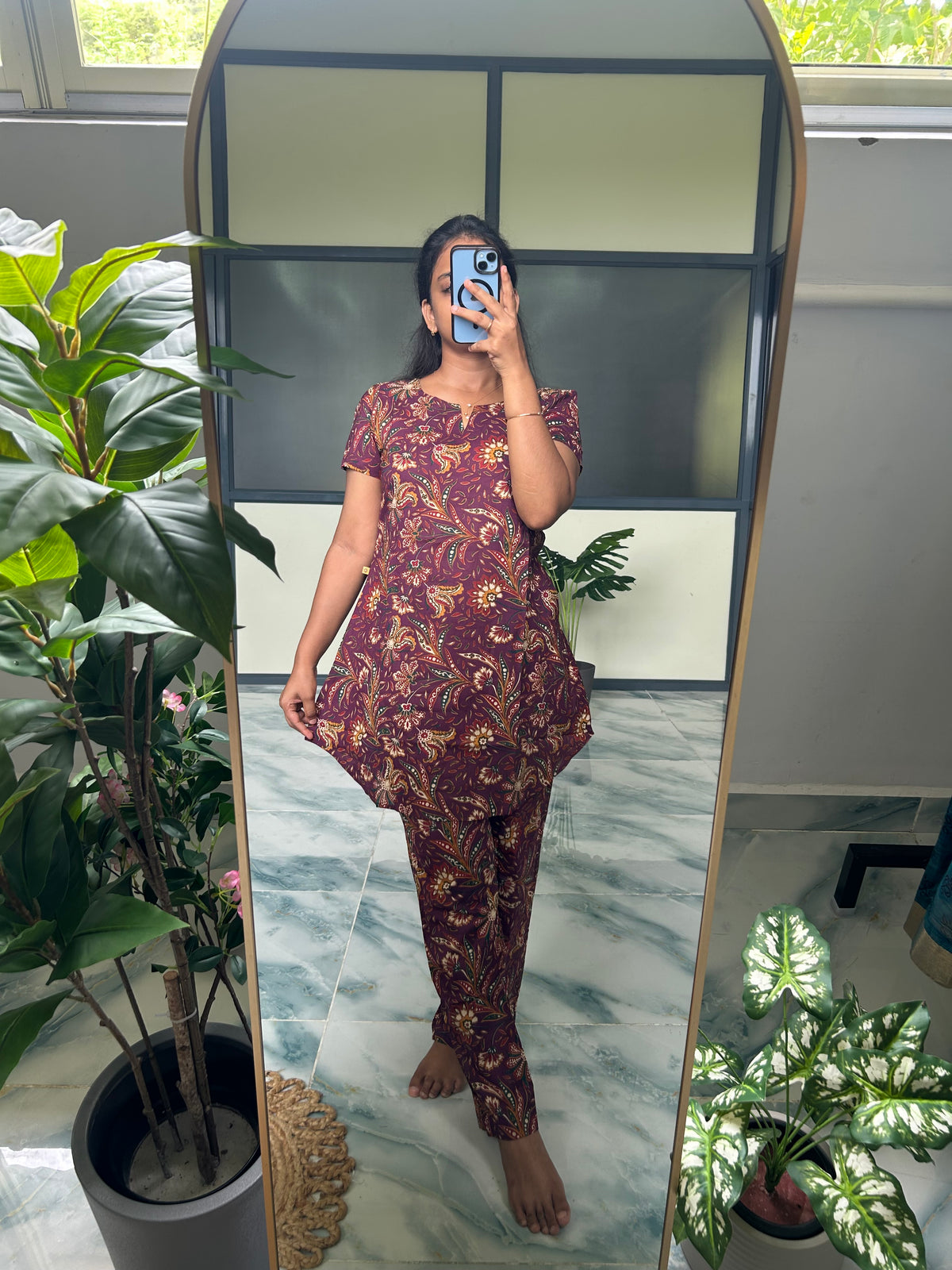 Heera - Wine Purple Night Suit