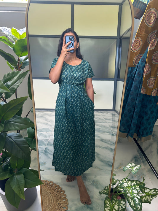Tanvi - Teal Green Tie Nighty