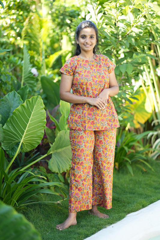 Maya - Yellow High Neck Night Suit