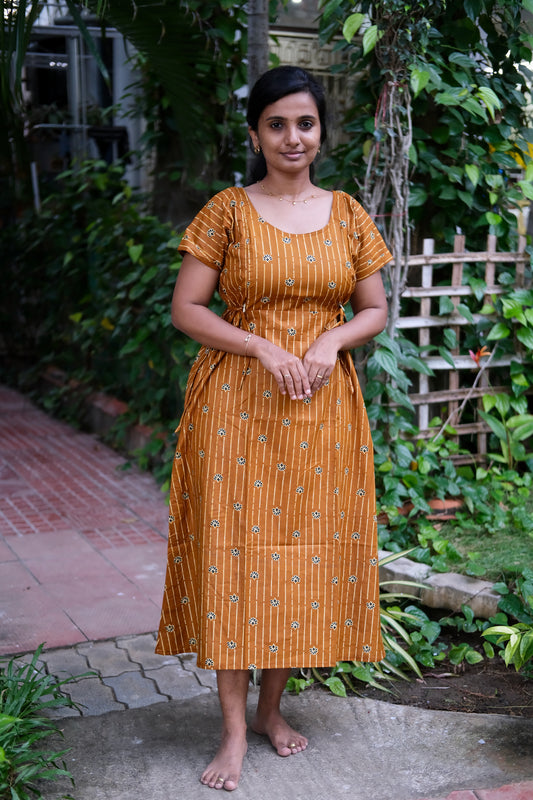 Tanvi - Rust Orange Tie Nighty