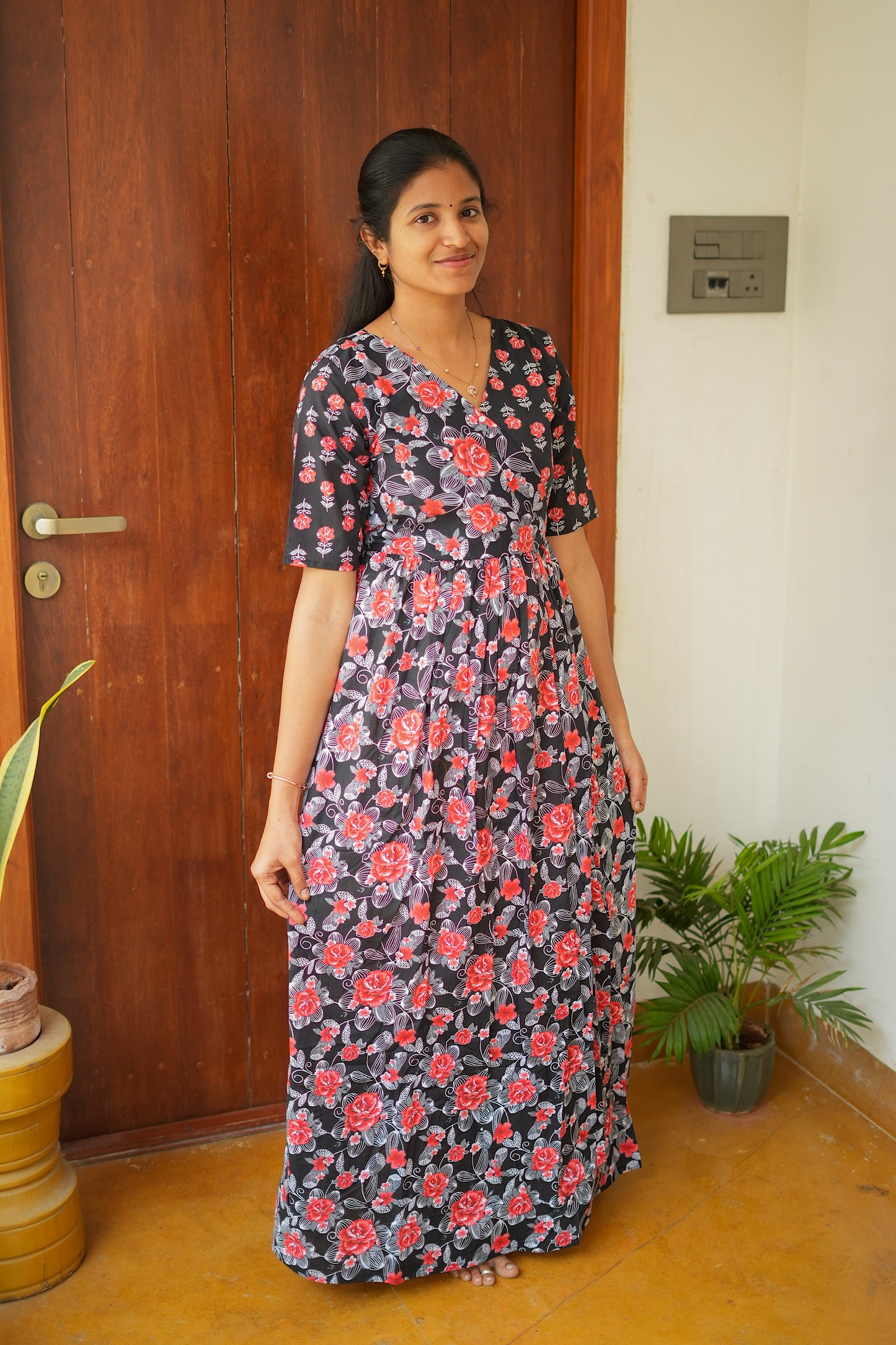 Malar - Black Zipless Maxi Nighty