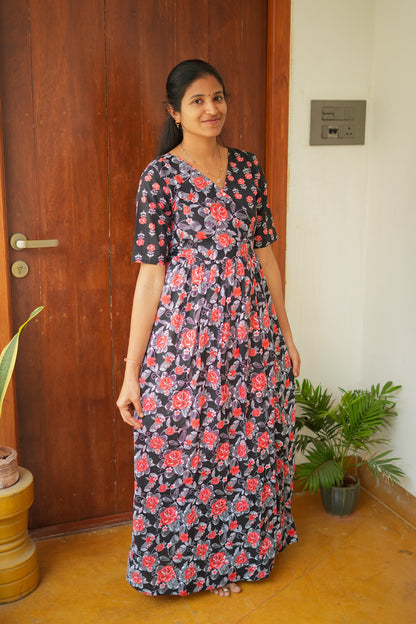 Malar - Black Zipless Maxi Nighty