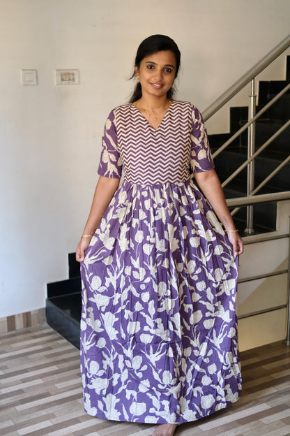 Kuyili - Pale Violet Tie Up Cover Maxi Nighty