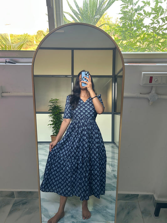 Elisa - Dark Blue Midi Dress