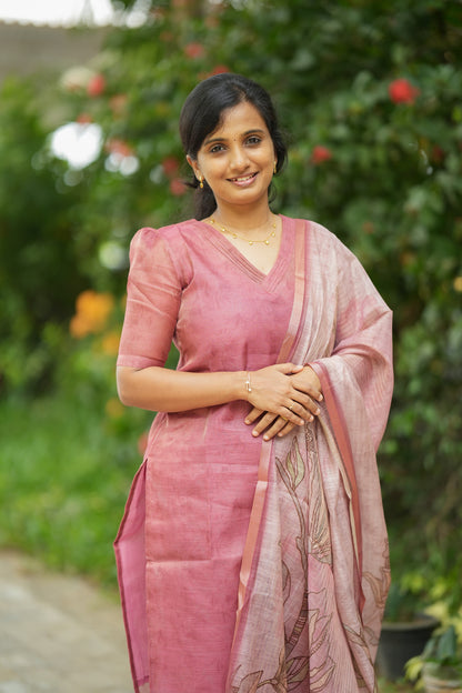 Kalika - Clasic Pink 2 Pcs Tissue Kurti Set