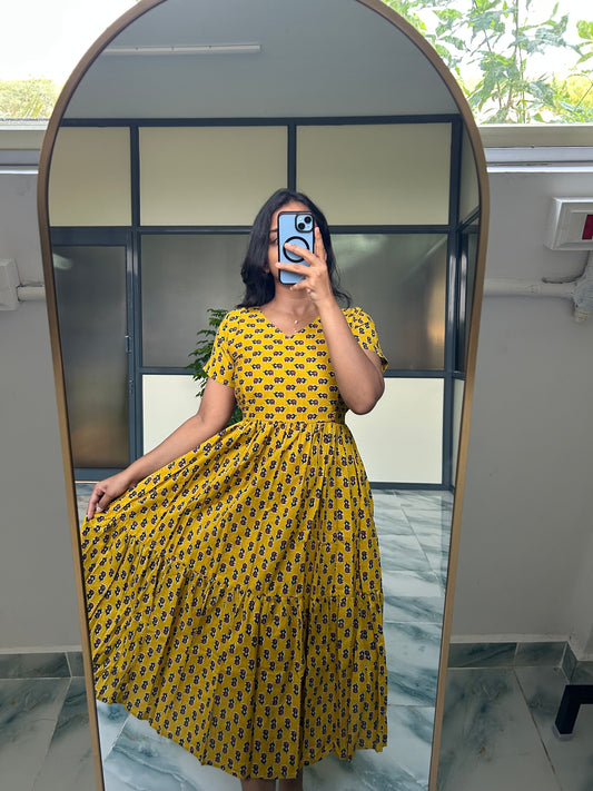 Harsha - Golden Yellow Midi Dress