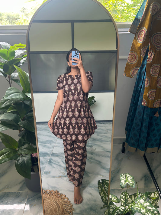 Heera - Dark Brown Night Suit