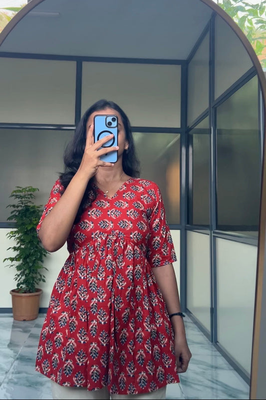 Nila -  Maroon Peplum Top