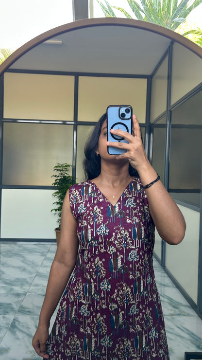 Tara - Purple Cotton Aline Maxi Nighty