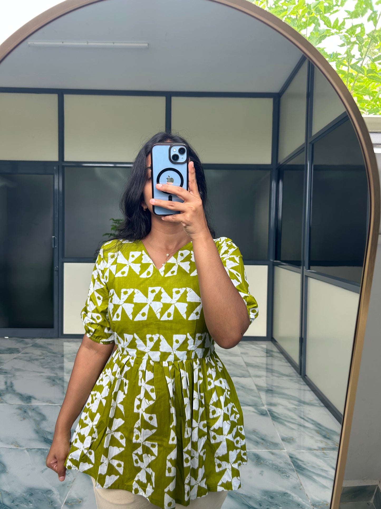 Isha -  Light Green Peplum Top