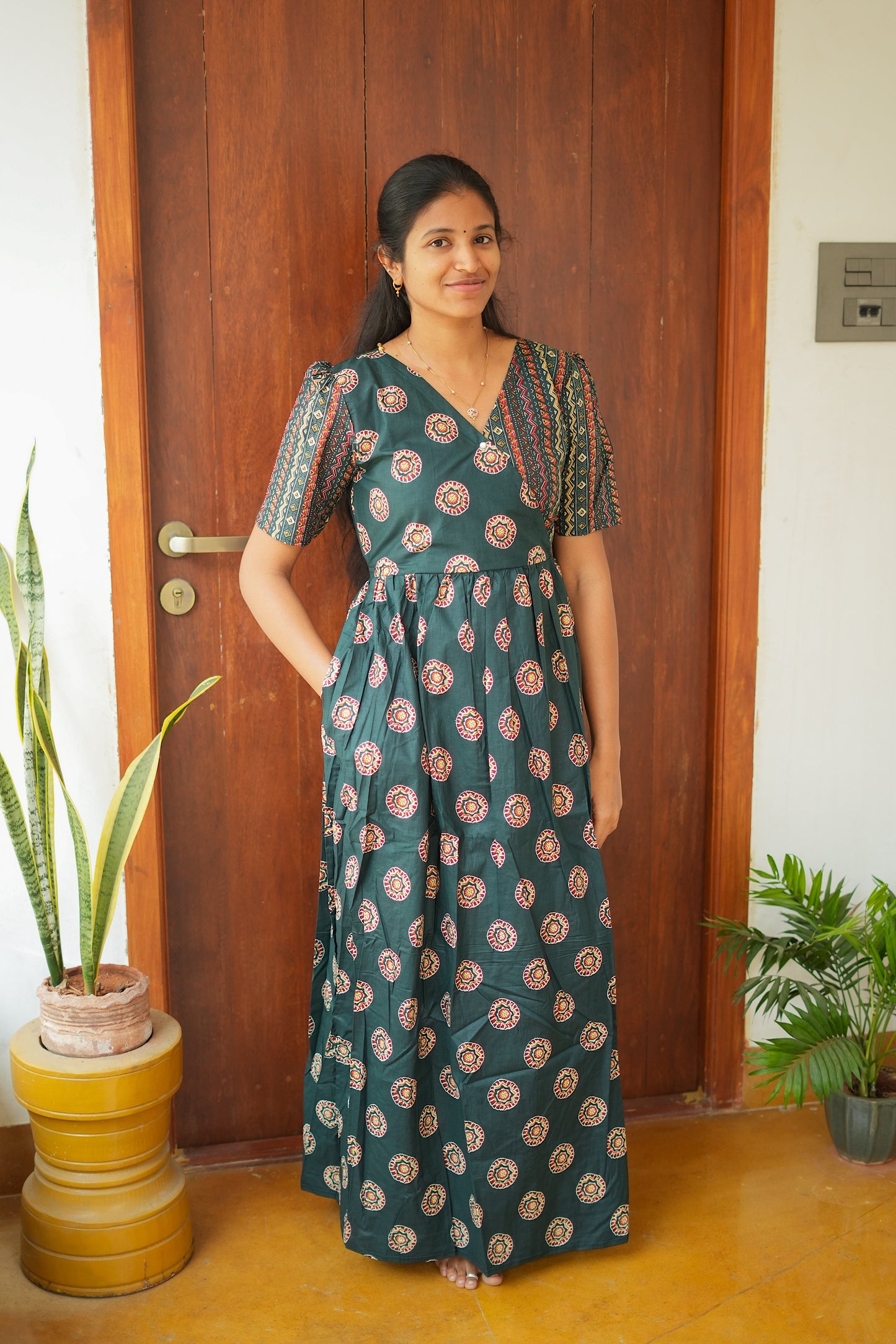 Malar - Green Zipless Maxi Nighty