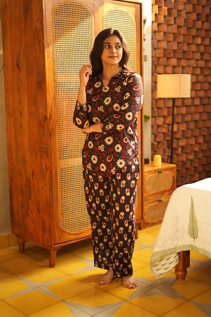 Riya - Navy Blue Full Sleeve Night Suit