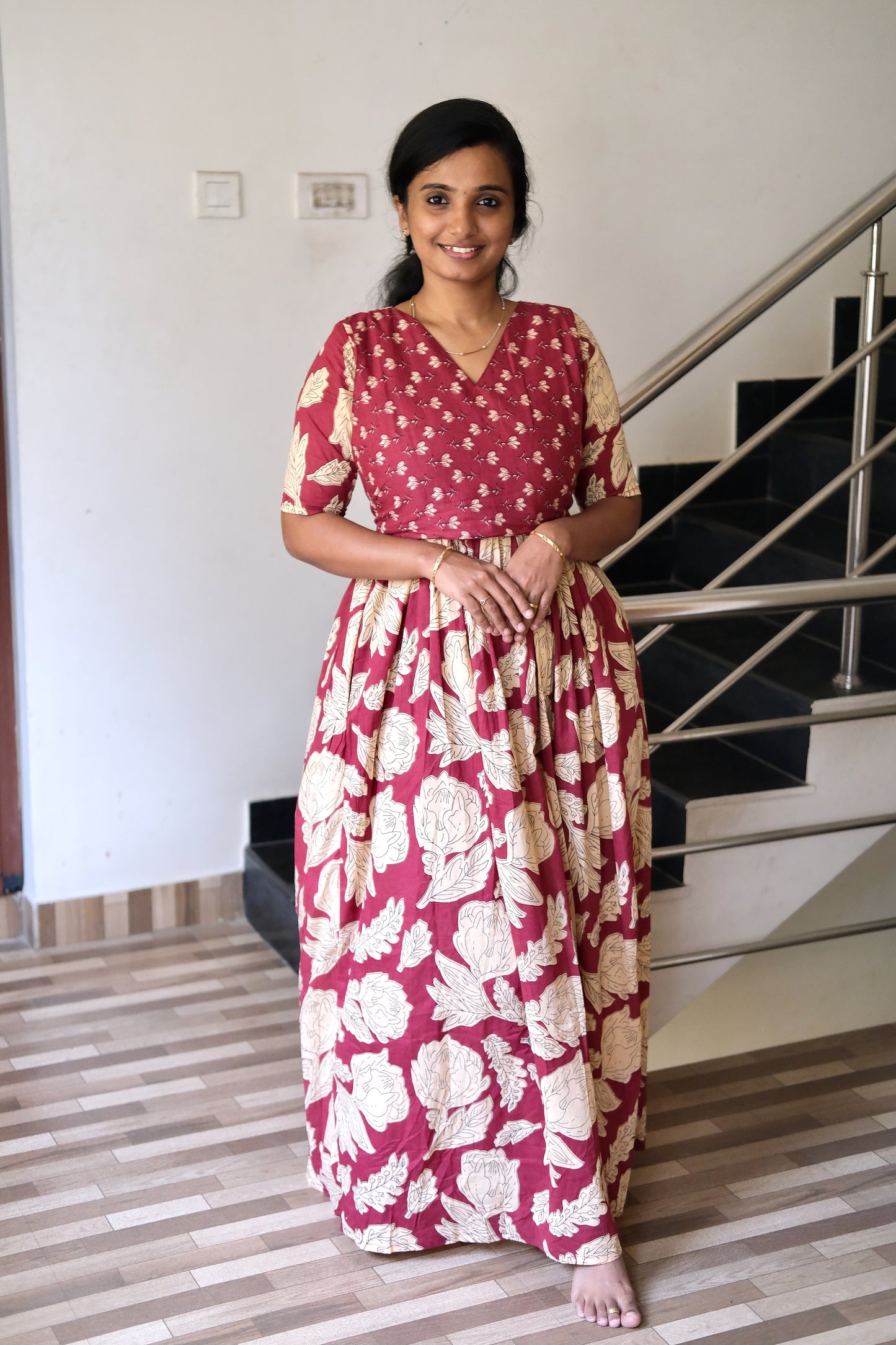 Kuyili - Dark Rose Tie Up Cover Maxi Nighty