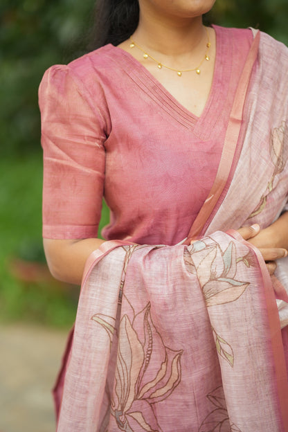 Kalika - Clasic Pink 2 Pcs Tissue Kurti Set