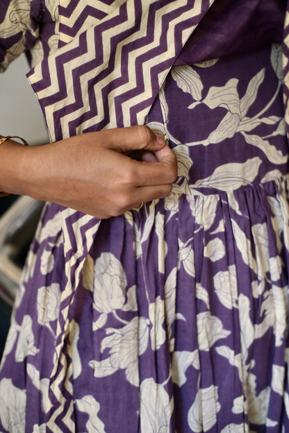 Kuyili - Pale Violet Tie Up Cover Maxi Nighty