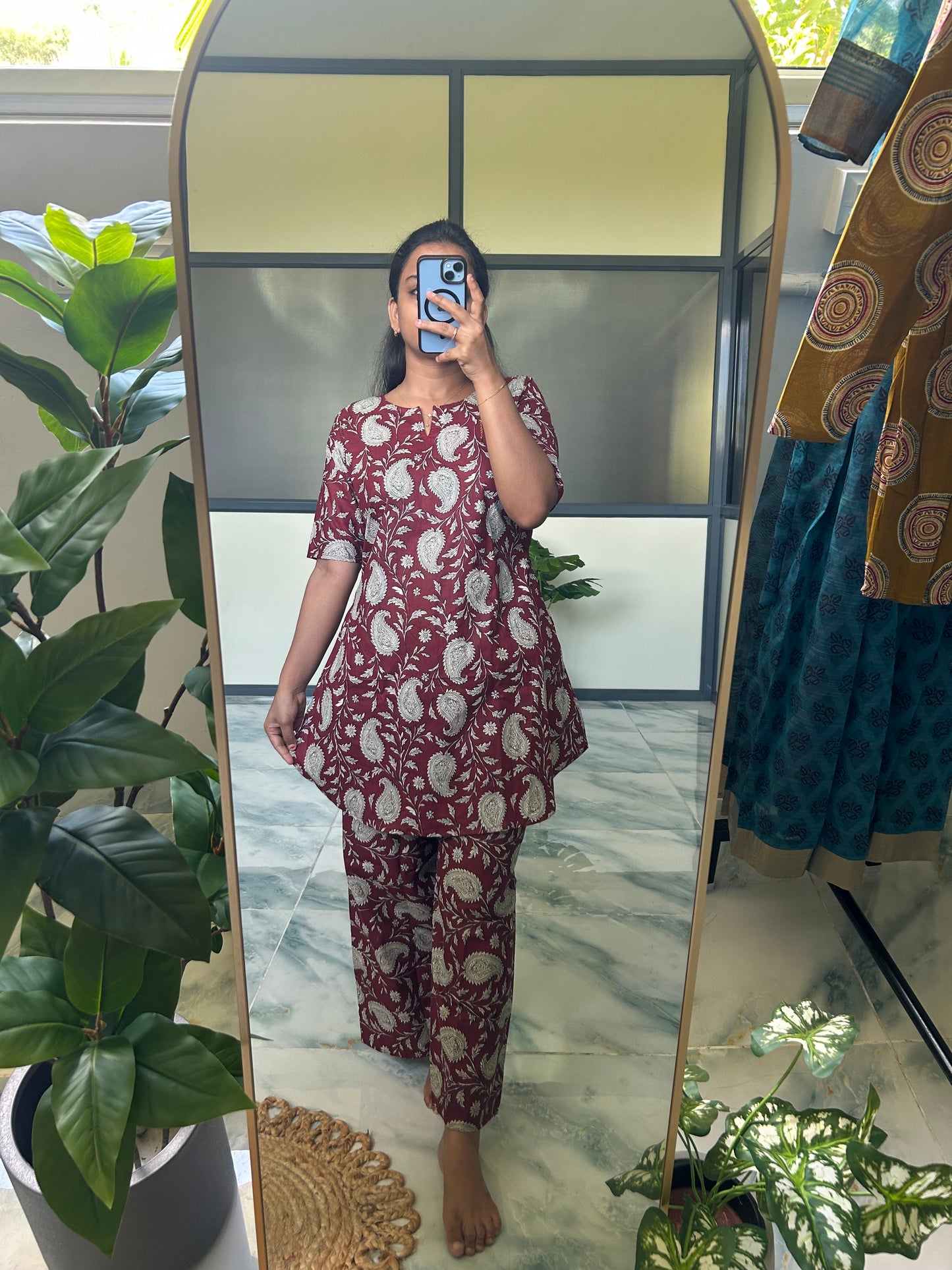 Heera - Maroon Printed Night Suit