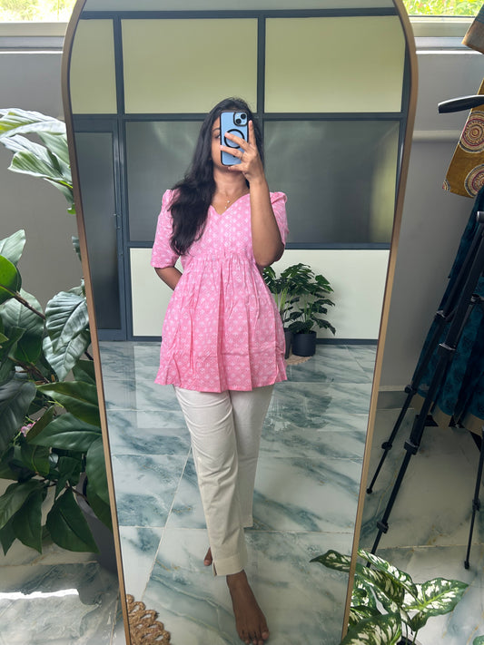 Monica - Light Pink Peplum Top