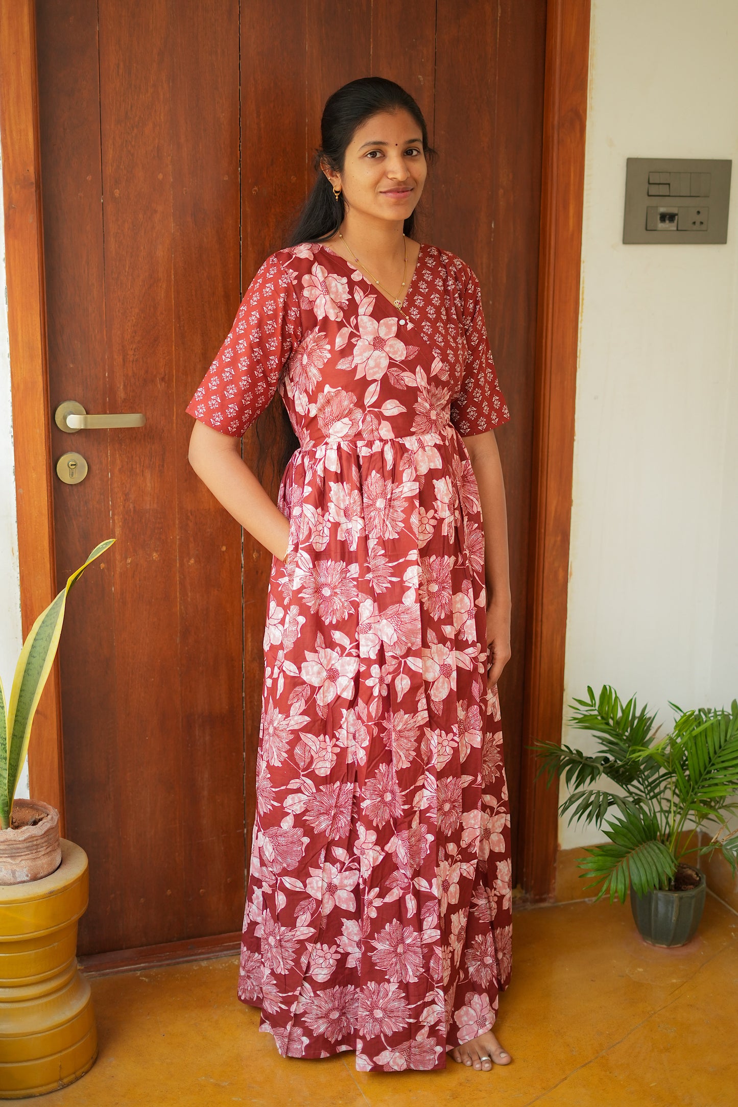 Malar - Brown Zipless Maxi Nighty