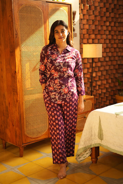 Riya - Purple Full Sleeve Night Suit