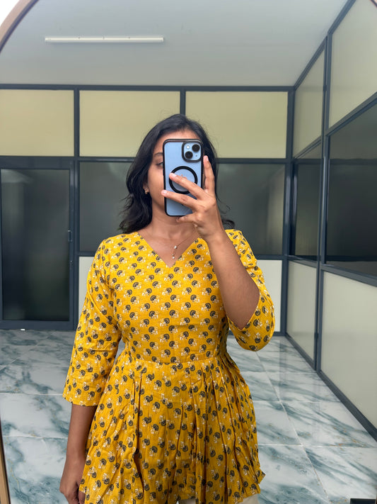 Isha -  Yellow Peplum Top