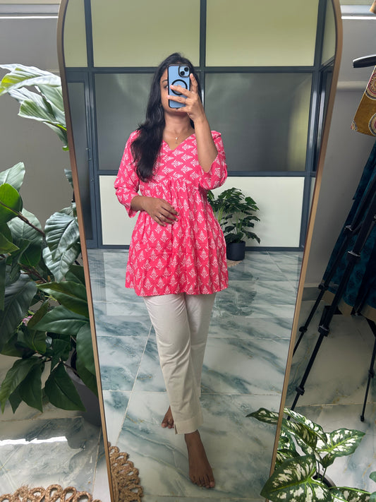 Monica - Pink Peplum Top